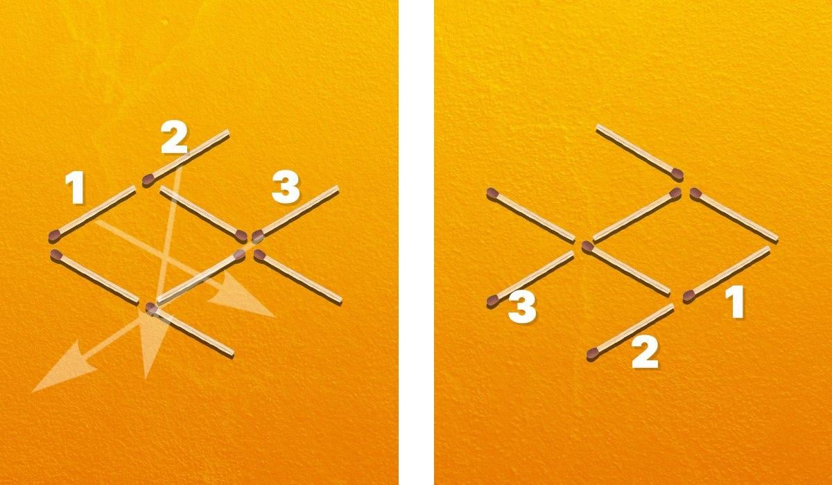 Du må flytte tre fyrstikker for å snu fisken til høyre / Moje-collage